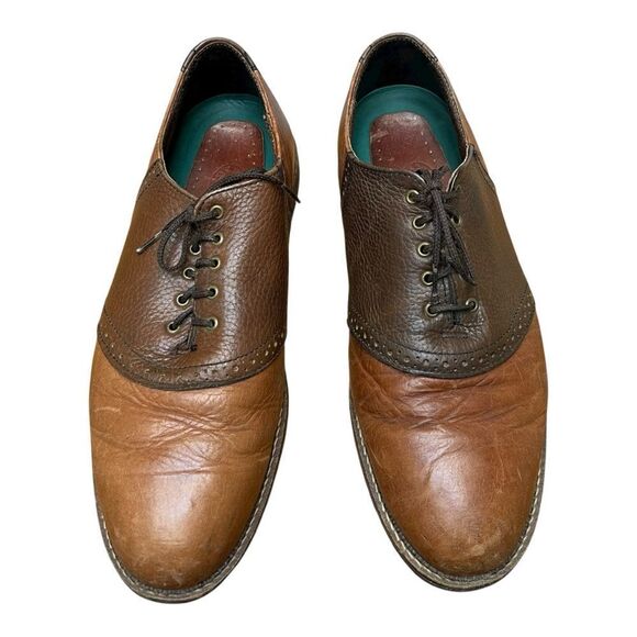 HS Trask Shoes Mens 11.5 Brown Bison Leather Oxford Loafer 2-Tone Saddle main image 6